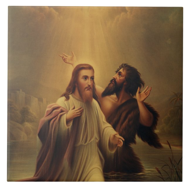 Baptism of Jesus Christ Ceramic Tile (Front)
