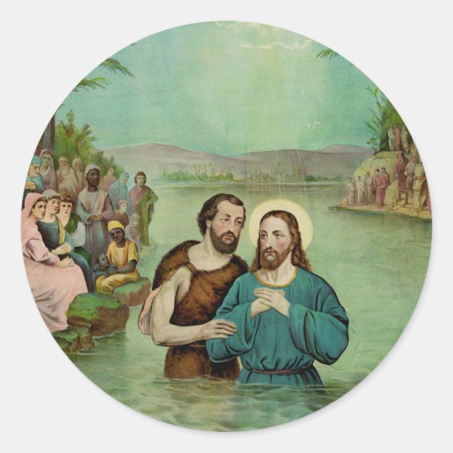 Baptism of Jesus Christ Classic Round Sticker (Front)