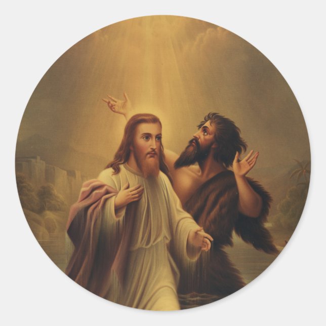 Baptism of Jesus Christ Classic Round Sticker (Front)