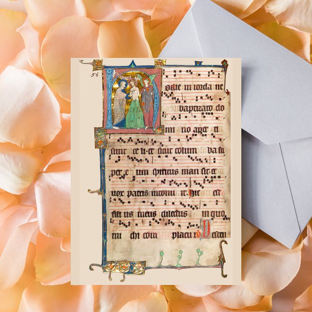 Baptism of Jesus Christ Mediaeval Chant Manuscript Postcard (Baptism of Jesus Christ Medieval Chant Manuscript Latholic Christian Latin Liturgy Postcard)