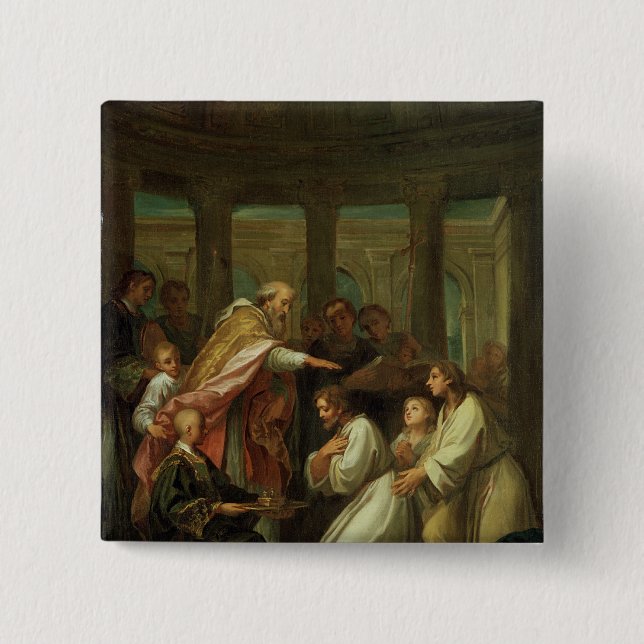 Baptism of St. Augustine 15 Cm Square Badge (Front)