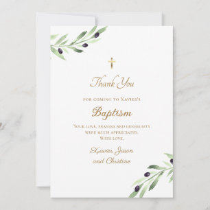 Baptism olive branch thank you card