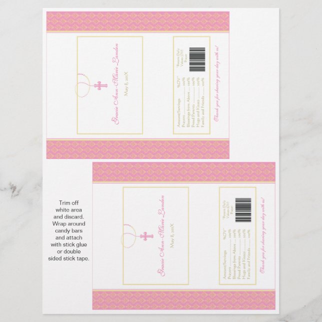 Baptism or 1st Communion  |  Candy Wrappers (Front)