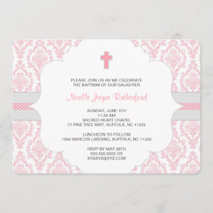 Baptism or First Communion Invite for girls / pink