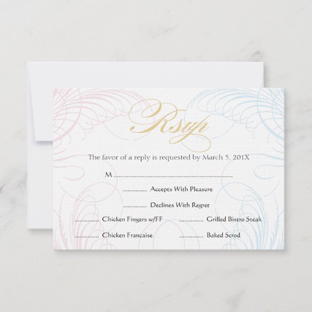 Baptism or First Communion RSVP  |  Blue and Pink Card (Front)