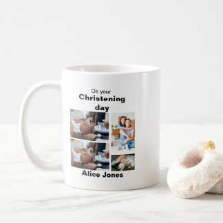 Baptism Personalised 4 Photo Collage Coffee Mug