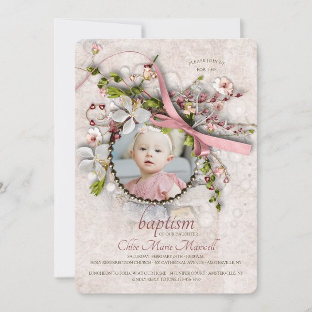 Baptism Photo Invitation for Girl (Front)