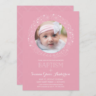 Baptism Photo Invitation, Girl's Picture Invite