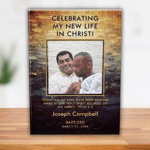 Baptism Photo Keepsake Gift Christian Modern Man Block