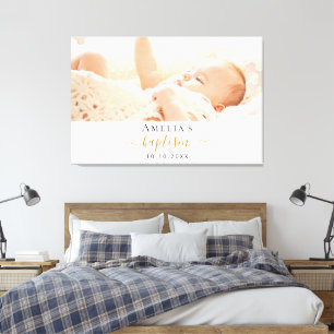 Baptism photo modern boy girl canvas print