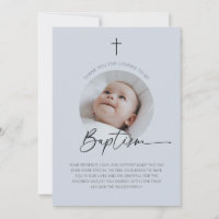 Baptism Photo Thank You Dusky Blue