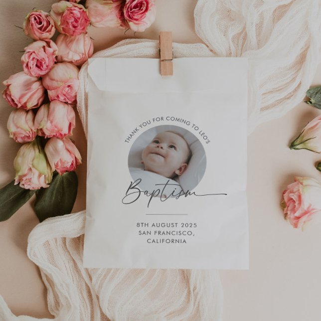Baptism Photo Thank You Favour Bag (Zazzle Baptism Photo Thank You Tag Favor Bag)