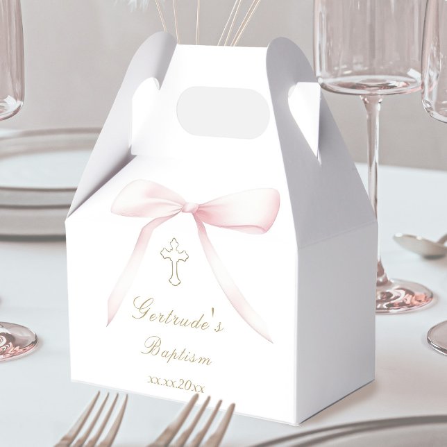Baptism pink bow baby girl  favour box (Creator Uploaded)