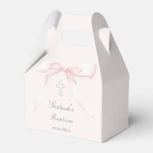 Baptism pink bow favour box