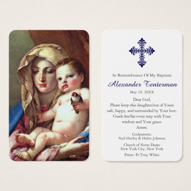 Baptism Prayer | Madonna of the Goldfinch (Front & Back)