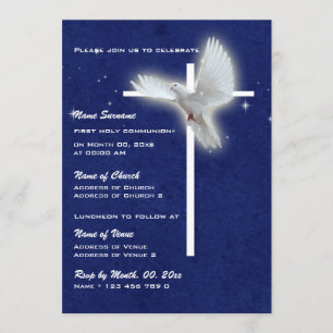 Baptism religious communion confirmation dove invitation