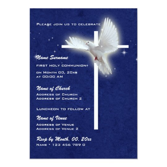 Baptism religious communion confirmation dove invitation ...