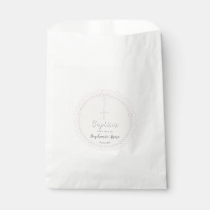 Baptism Rosary on Pink Favour Bag