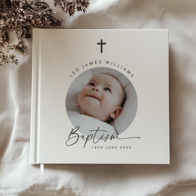 Baptism Round Photo  Guest Book (Zazzle Baptism Round Photo  Guest Book)