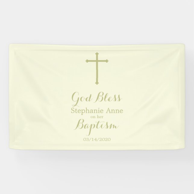 Baptism Sage Delicate Floral Lace Banner (Horizontal)