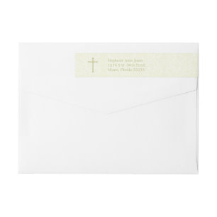 Baptism Sage Delicate Floral Lace Wrap Around Label
