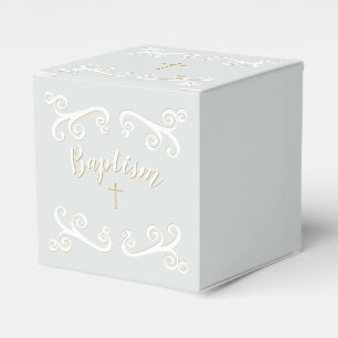 Baptism Scrolls in Powder Blue and Gold Favour Box