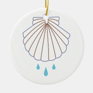 Baptism Shell Applique Ceramic Ornament