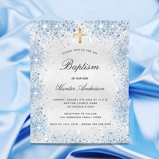 Baptism silver blue boy invitation (Creator Uploaded)