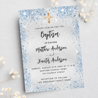 Baptism silver blue twin boys