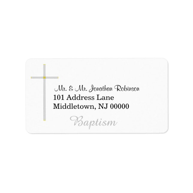Baptism Silver Cross Address Labels (Front)