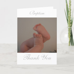 Baptism Silver Cross Insert Photo Thank You Cards