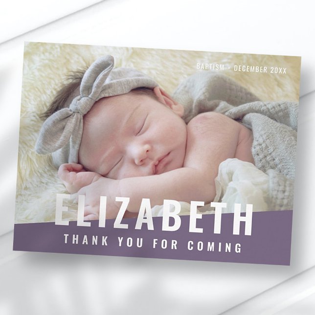 Baptism Simple Modern Bright Colour Photo Thank Yo Postcard (Creator Uploaded)