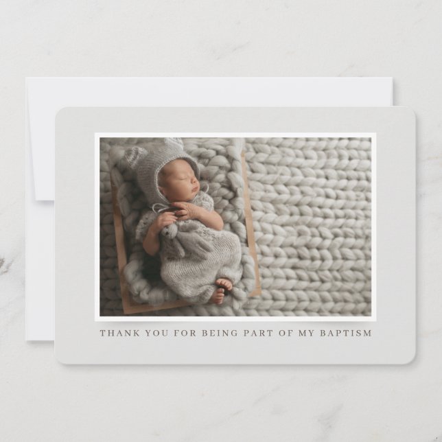 Baptism | Simple Modern Photo Thank You Card (Front)