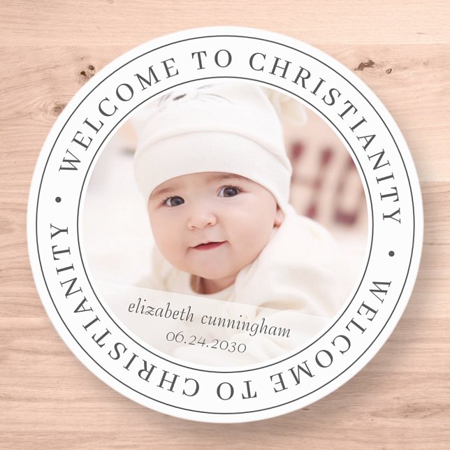 Baptism Simple Welcome to Christianity Photo Classic Round Sticker (Creator Uploaded)