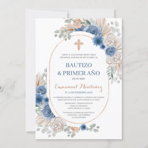 Baptism Spanish Invitation for baby Boy