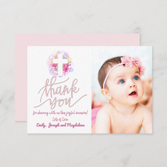 baptism thank you baby girl invitation (Front/Back)