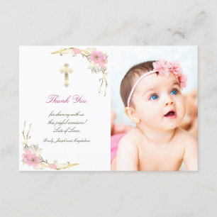 Baptism thank you cherry blossom invitation