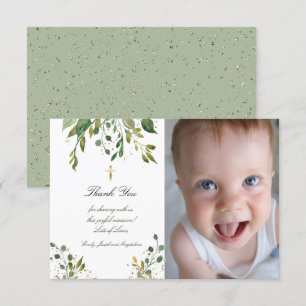 Baptism thank you greenery invitation