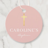 BAPTISM THANK YOU modern gold cross girl cute pink