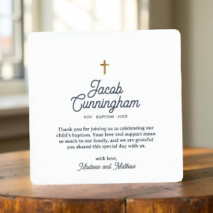 Baptism Thank You Modern Simple Gold Cross Card