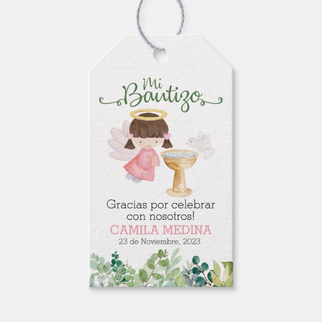 Baptism Thank You Tags. Gift Tags in Spanish Girls (Front)