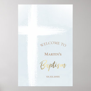 Baptism   watercolor cross welcome sign