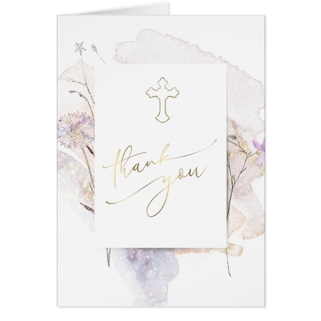 Baptism watercolor thank you card (Front)