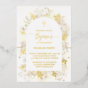Baptism  watercolor white yellow flowers