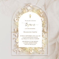 Baptism watercolor white yellow flowers