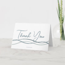 Baptism Waves Blue Minimalistic Modern Thank You