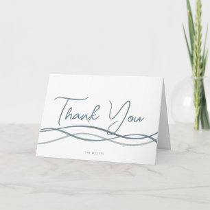 Baptism Waves Blue Minimalistic Modern Thank You Card