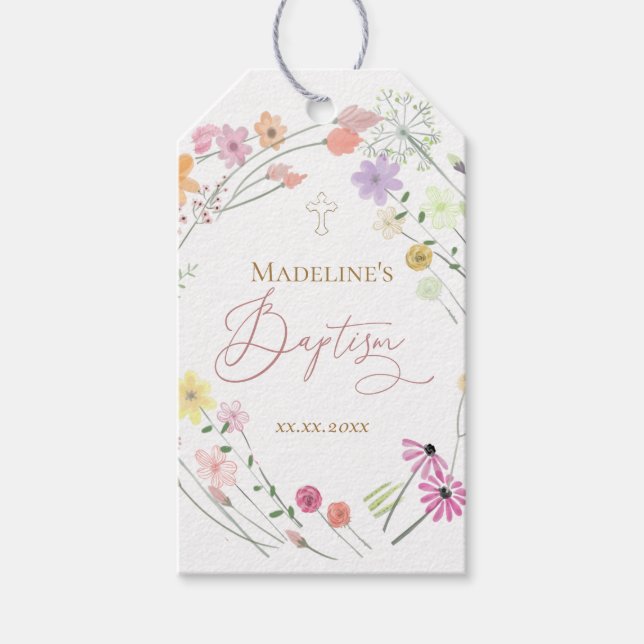 Baptism wildflowers  gift tags (Front)
