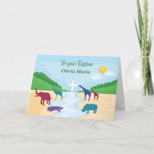 Baptism with Animals in River Personalise Name Card