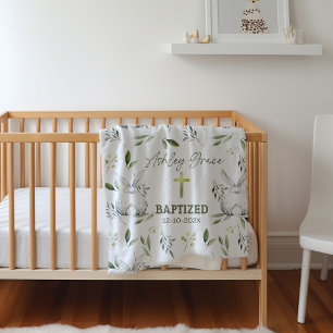 Baptism with Cross, Bunny Fleece Blanket